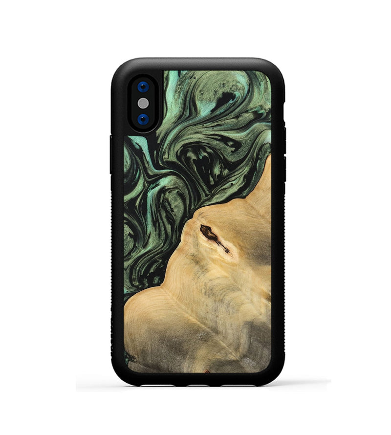 iPhone Xs Wood Phone Case - Jacki (Green, 733153)