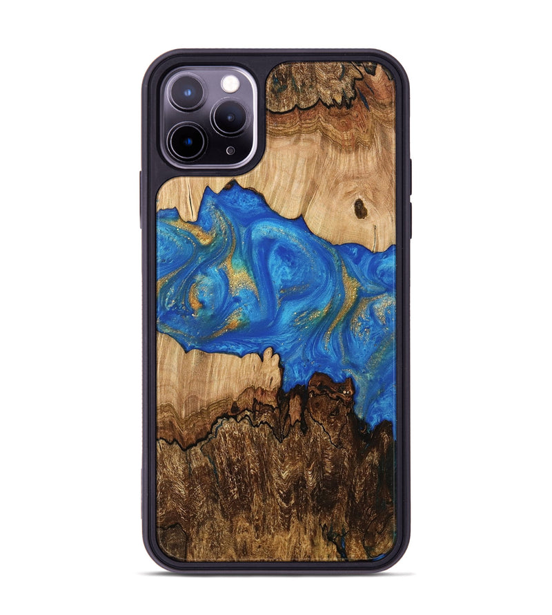 iPhone 11 Pro Max Wood Phone Case - Cordy (Teal & Gold, 733154)