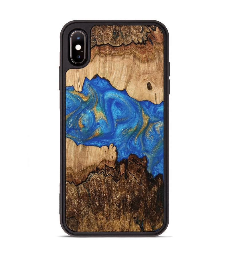 iPhone Xs Max Wood Phone Case - Cordy (Teal & Gold, 733154)