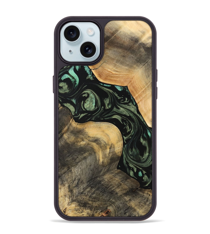 iPhone 15 Plus Wood Phone Case - Sibelle (Green, 733166)