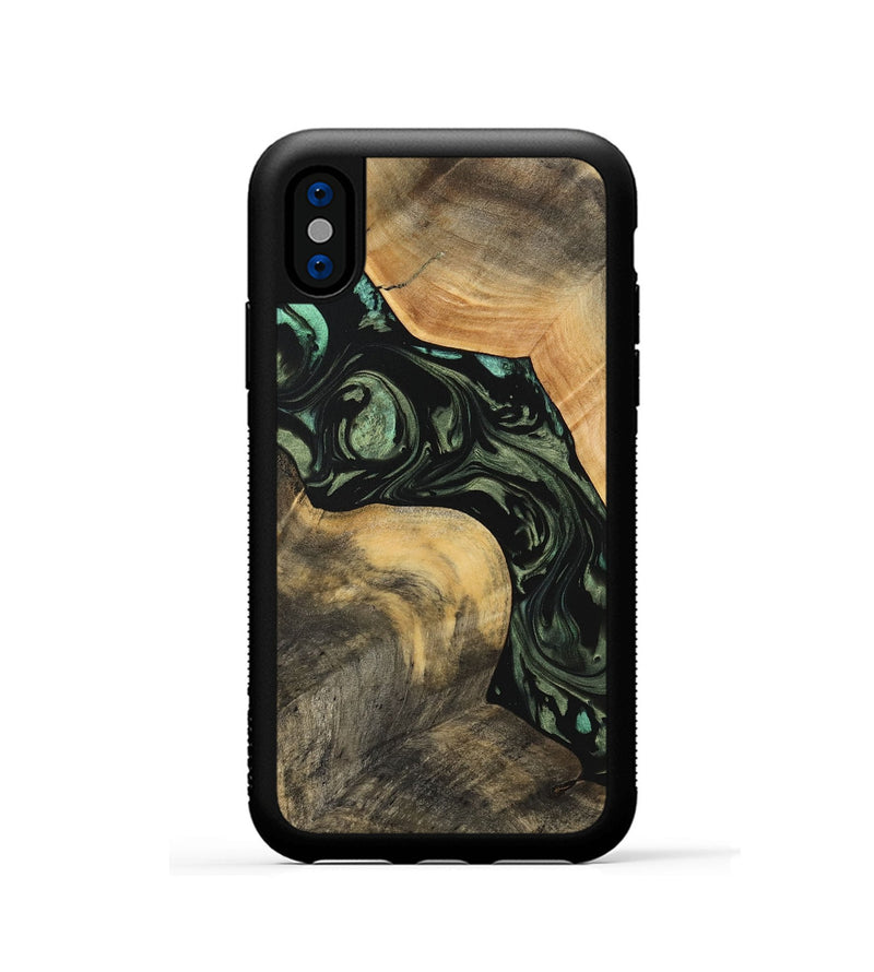 iPhone Xs Wood Phone Case - Sibelle (Green, 733166)