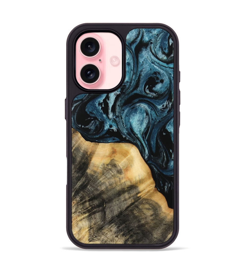 iPhone 16 Wood Phone Case - Dejuan (Blue, 733169)