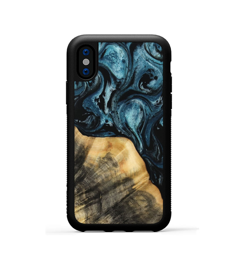 iPhone Xs Wood Phone Case - Dejuan (Blue, 733169)