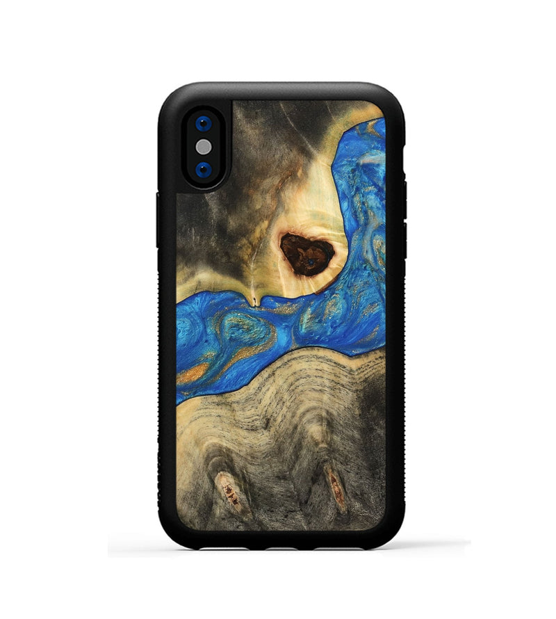 iPhone Xs Wood Phone Case - Zelpha (Teal & Gold, 733171)