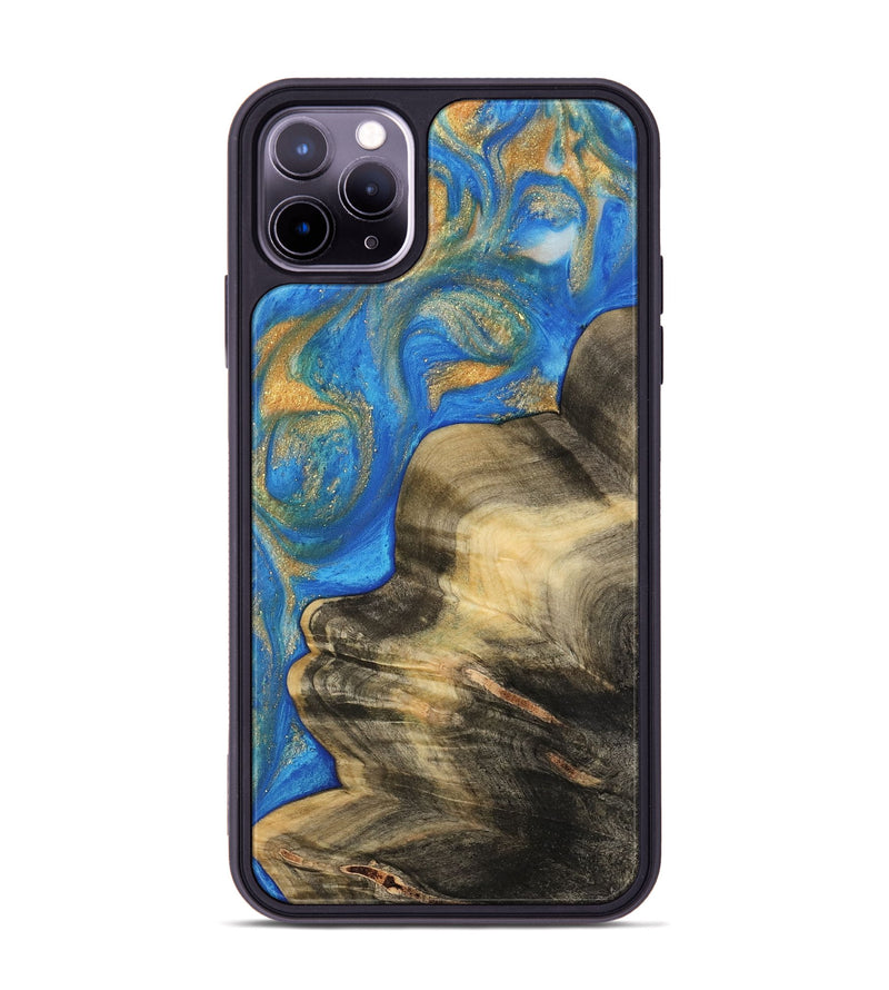 iPhone 11 Pro Max Wood Phone Case - Asan (Teal & Gold, 733176)