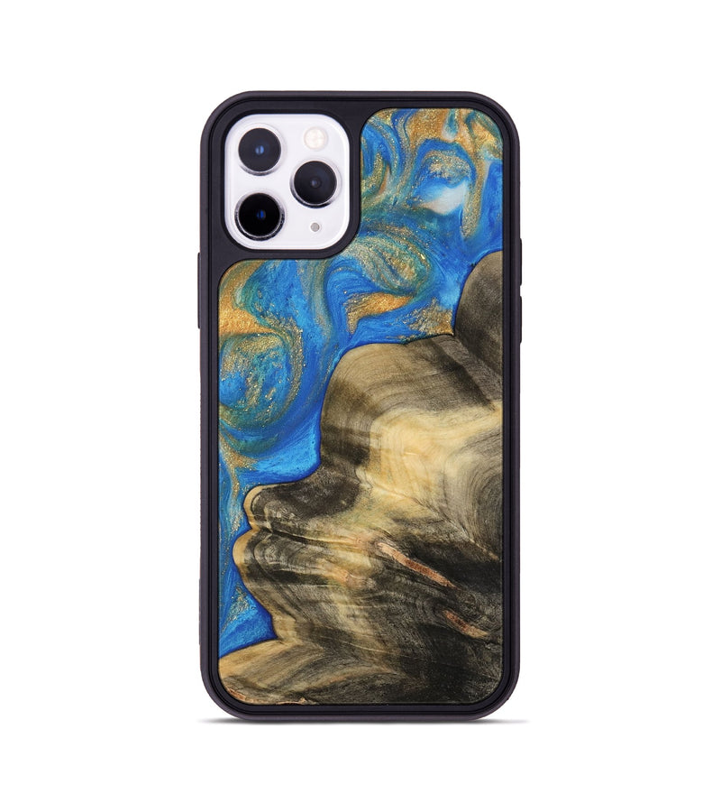 iPhone 11 Pro Wood Phone Case - Asan (Teal & Gold, 733176)