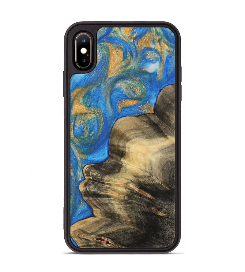 iPhone Xs Max Wood Phone Case - Asan (Teal & Gold, 733176)