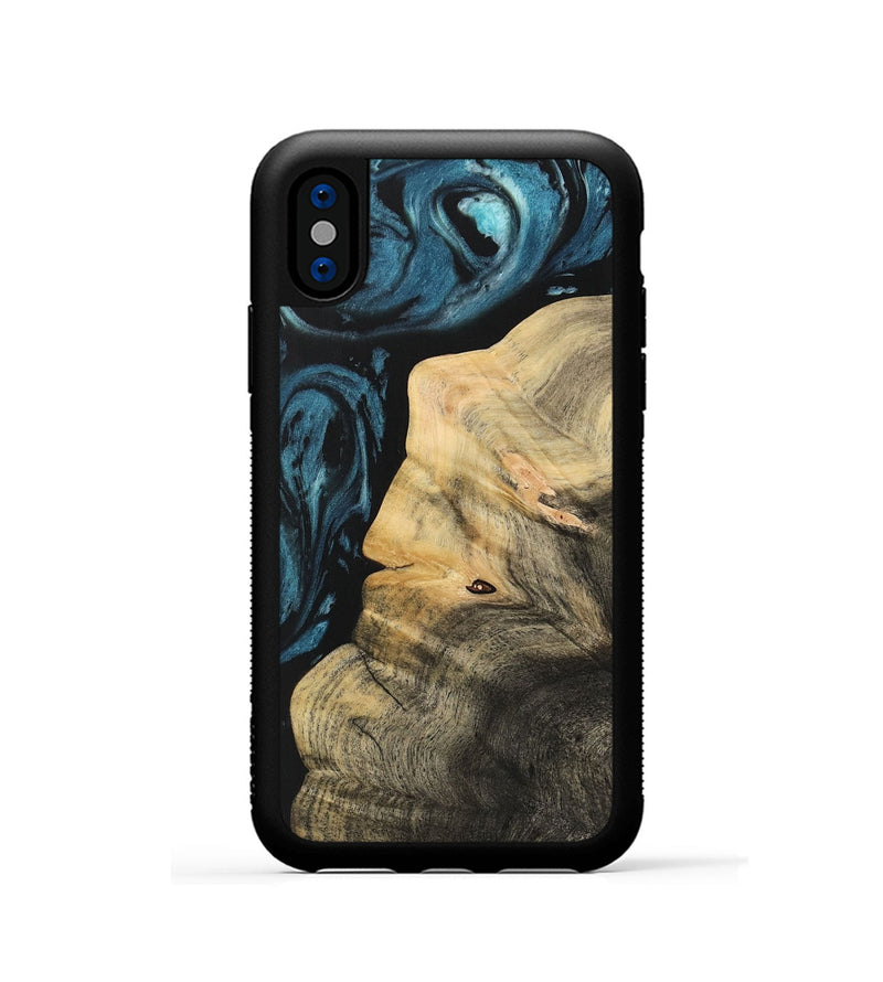 iPhone Xs Wood Phone Case - Hanco (Blue, 733190)