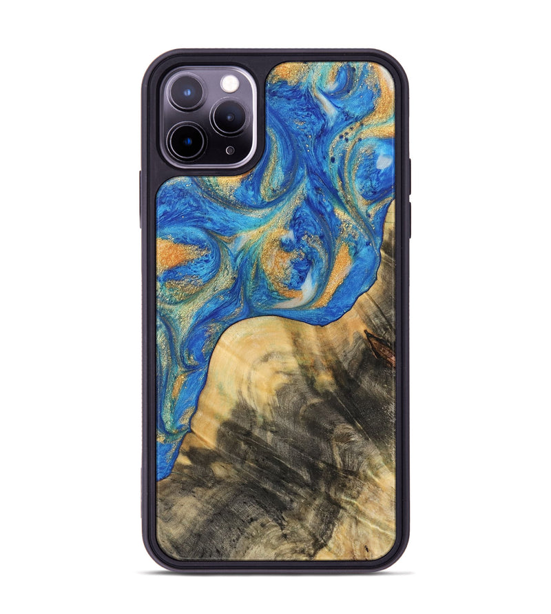 iPhone 11 Pro Max Wood Phone Case - Nikkie (Teal & Gold, 733199)