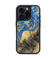 iPhone 16 Pro Wood Phone Case - Nikkie (Teal & Gold, 733199)