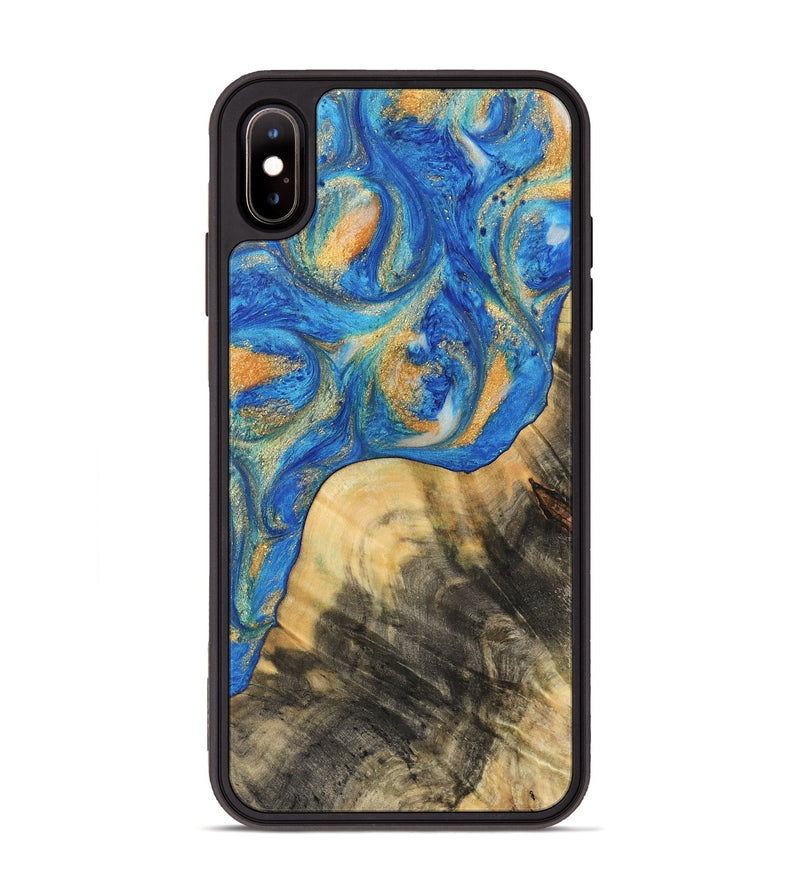 iPhone Xs Max Wood Phone Case - Nikkie (Teal & Gold, 733199)