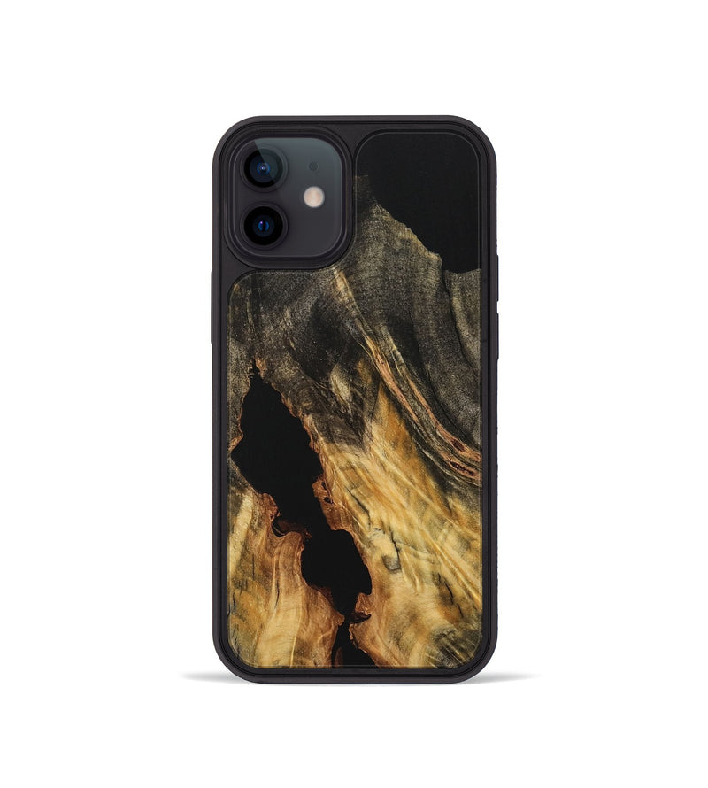 iPhone 12 mini Wood Phone Case - Doretha (Pure Black, 733202)