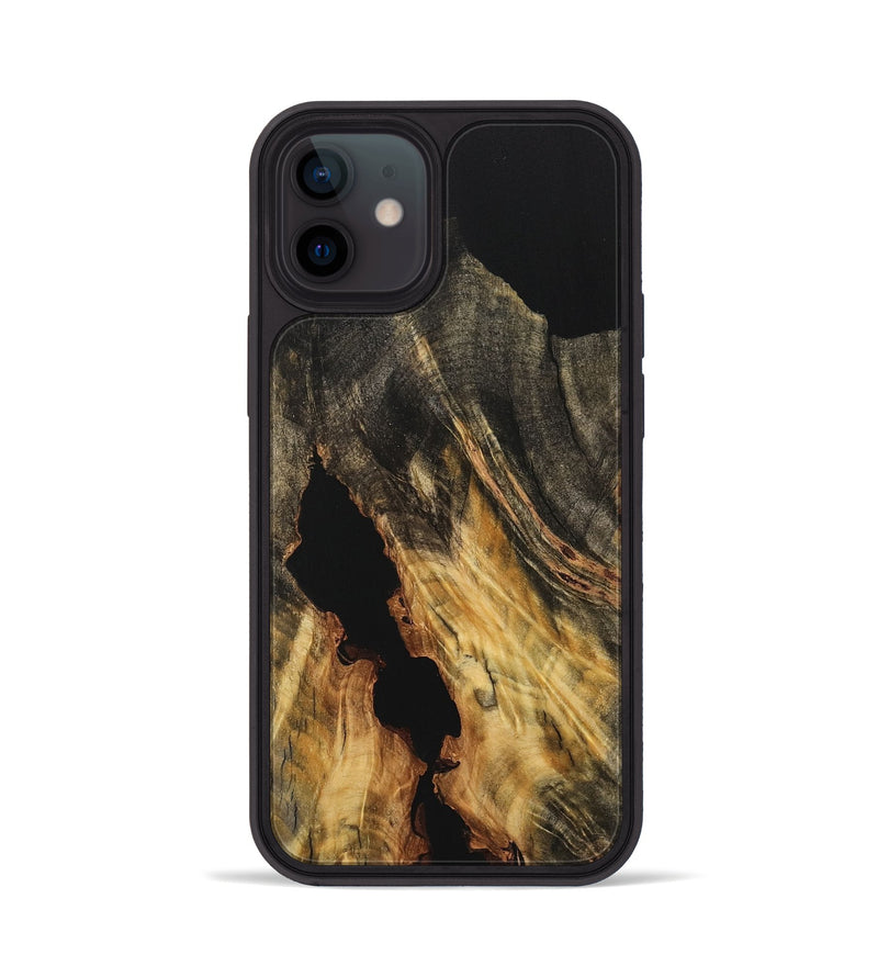 iPhone 12 Wood Phone Case - Doretha (Pure Black, 733202)