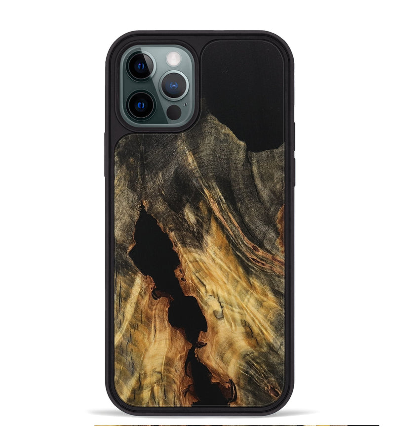 iPhone 12 Pro Max Wood Phone Case - Doretha (Pure Black, 733202)