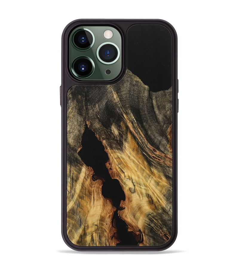 iPhone 13 Pro Max Wood Phone Case - Doretha (Pure Black, 733202)