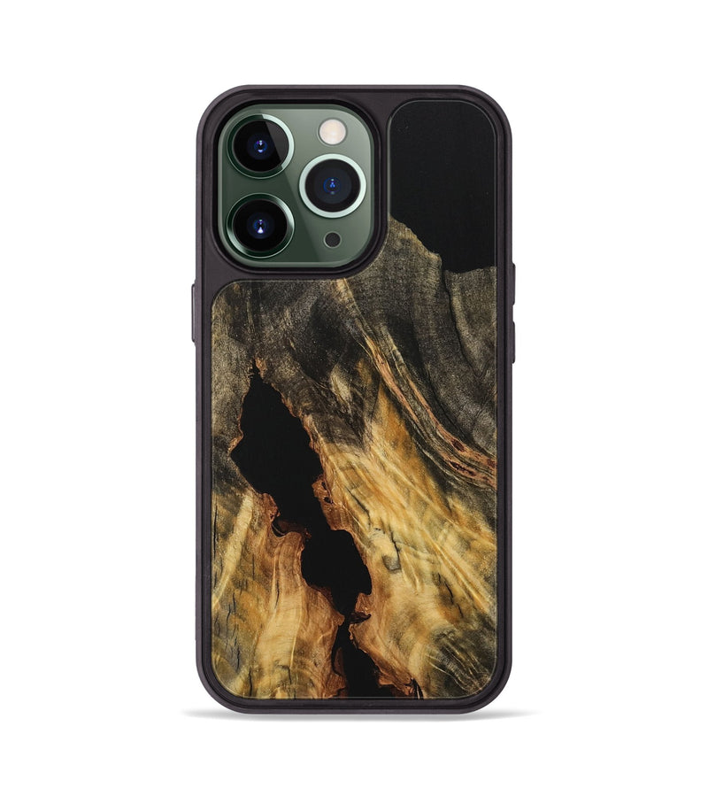 iPhone 13 Pro Wood Phone Case - Doretha (Pure Black, 733202)