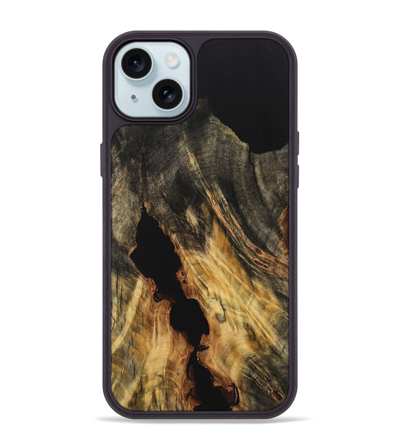 iPhone 15 Plus Wood Phone Case - Doretha (Pure Black, 733202)