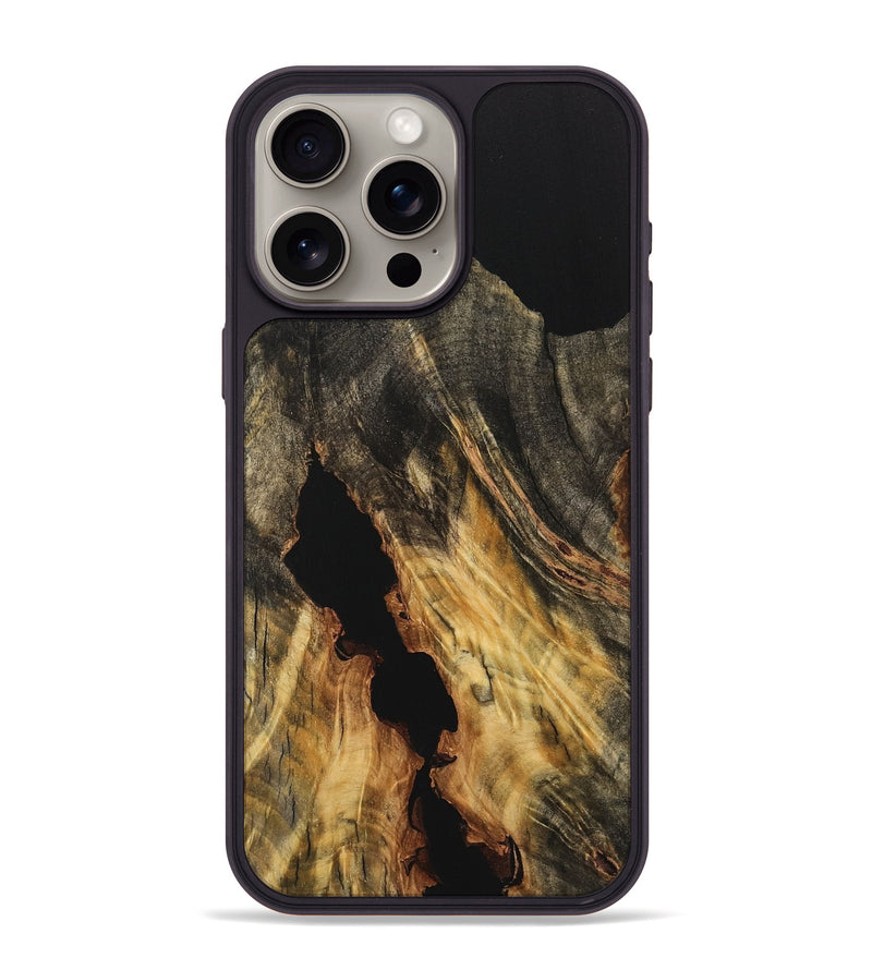 iPhone 15 Pro Max Wood Phone Case - Doretha (Pure Black, 733202)