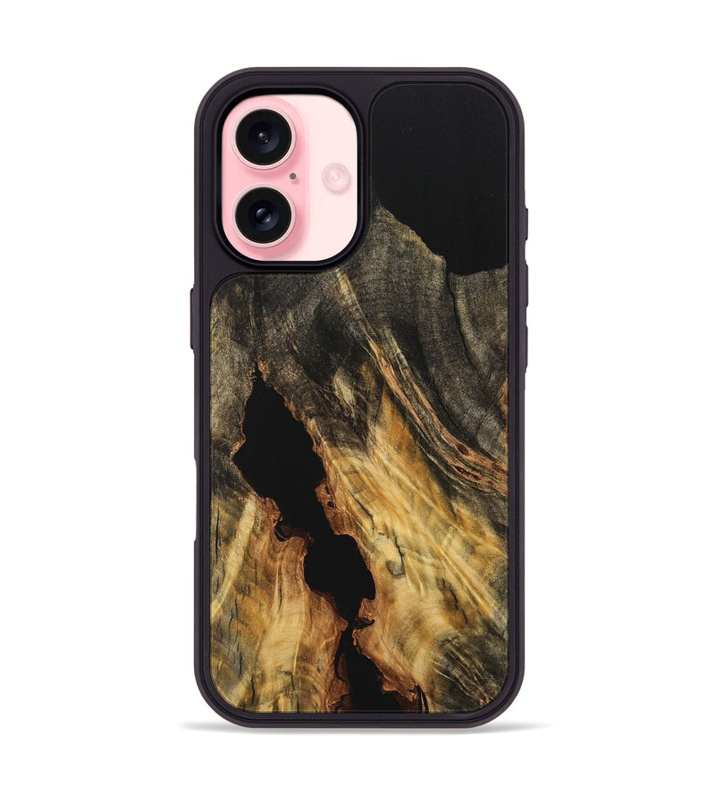 iPhone 16 Wood Phone Case - Doretha (Pure Black, 733202)