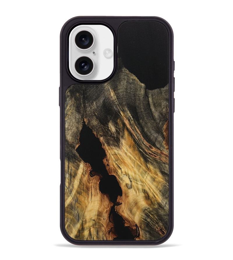 iPhone 16 Plus Wood Phone Case - Doretha (Pure Black, 733202)