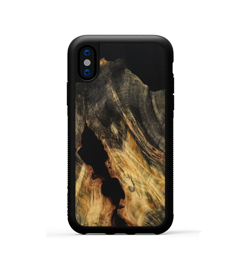 iPhone Xs Wood Phone Case - Doretha (Pure Black, 733202)