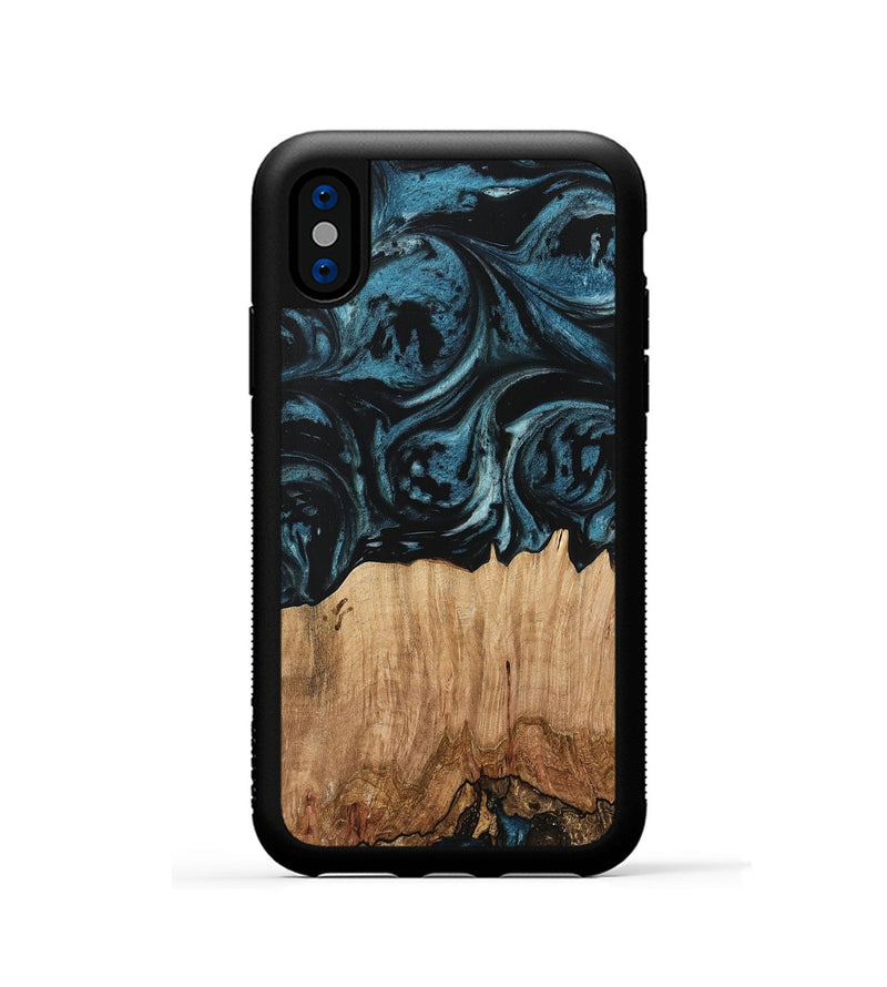 iPhone Xs Wood Phone Case - Elspeth (Blue, 733203)