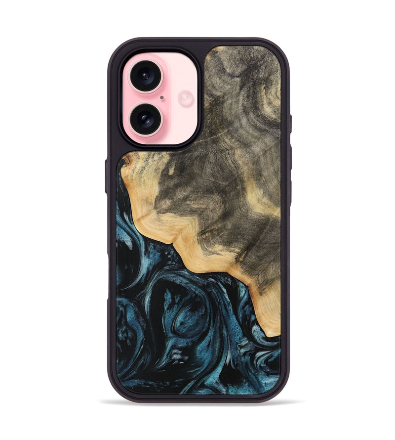 iPhone 16 Wood Phone Case - Mona (Blue, 733207)