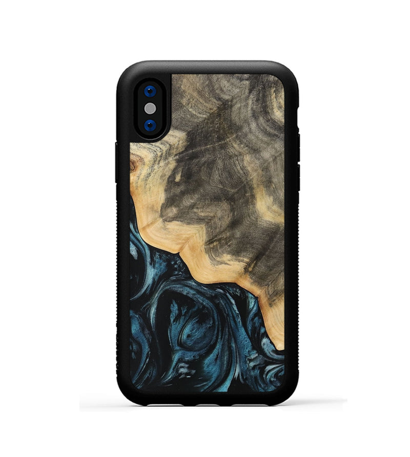 iPhone Xs Wood Phone Case - Mona (Blue, 733207)