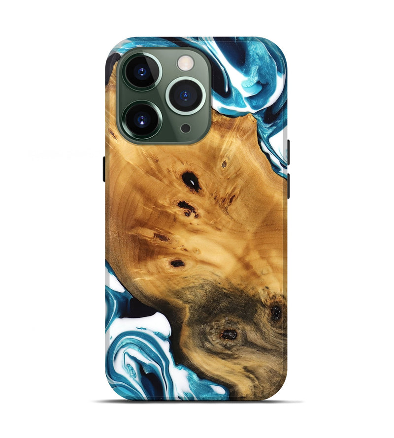 iPhone 13 Pro Wood Live Edge Phone Case - Shameka (Blue, 733386)