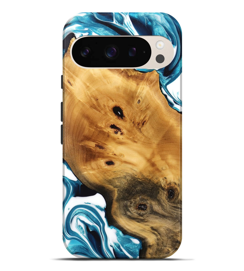 Pixel 9 Pro XL Wood Live Edge Phone Case - Shameka (Blue, 733386)