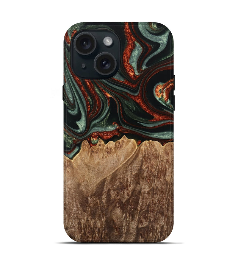 iPhone 15 Wood Live Edge Phone Case - Jayson (Green, 733387)