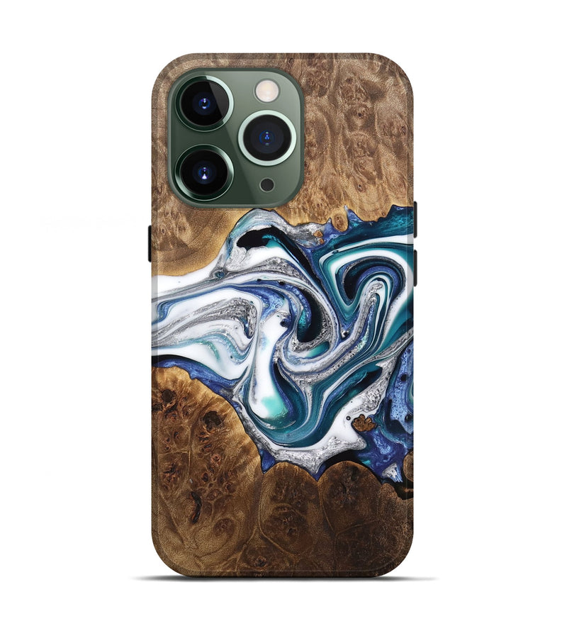 iPhone 13 Pro Wood Live Edge Phone Case - Danell (Blue, 733389)