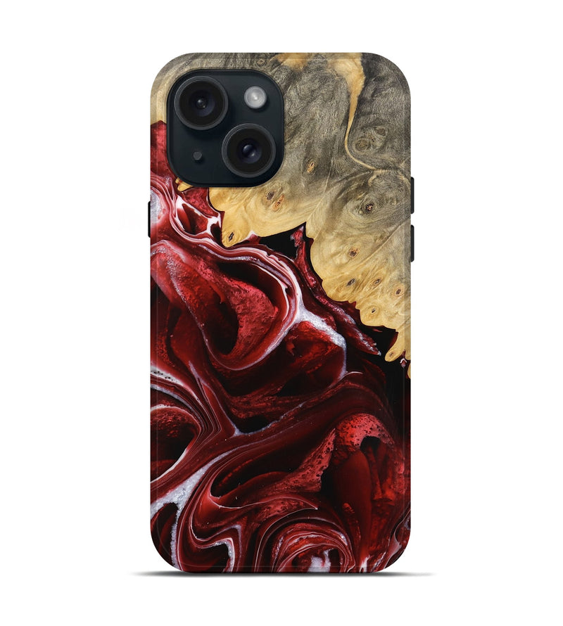 iPhone 15 Wood Live Edge Phone Case - Nachum (Red, 733390)