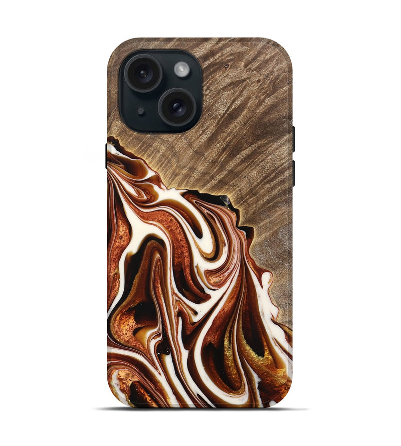 iPhone 15 Wood Live Edge Phone Case - Gustie (Red, 733392)