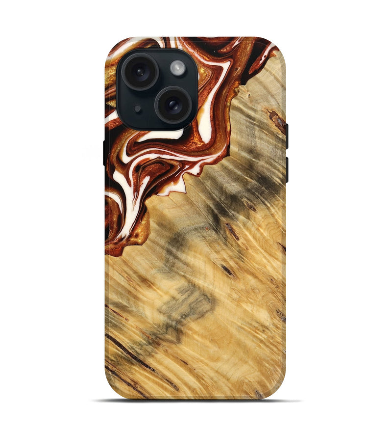 iPhone 15 Wood Live Edge Phone Case - Aldona (Red, 733394)