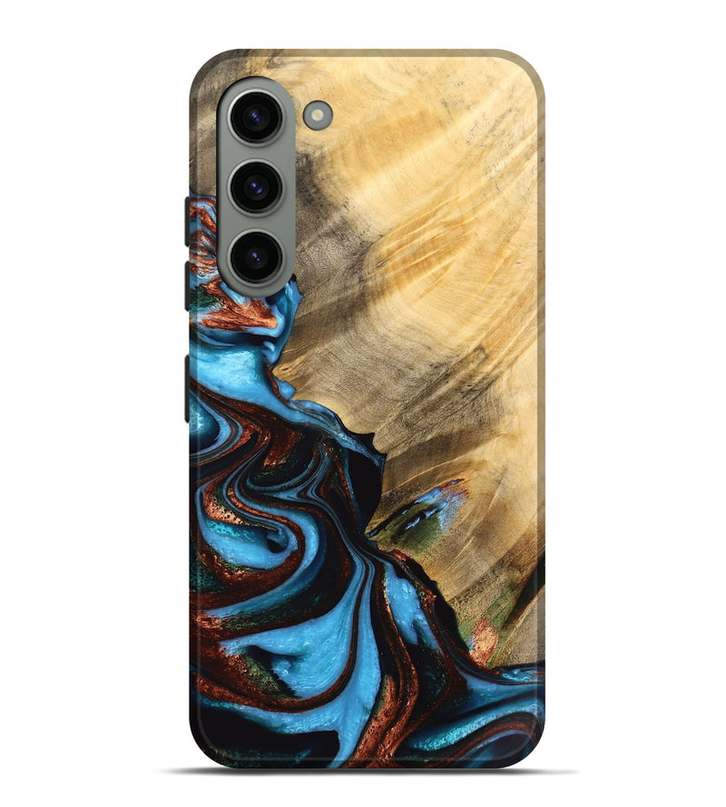 Galaxy S23 Plus Wood Live Edge Phone Case - Harve (Teal & Gold, 733395)