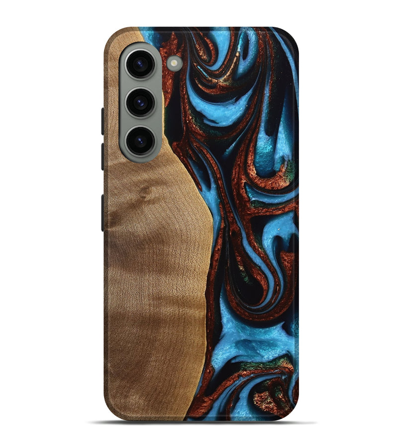 Galaxy S23 Plus Wood Live Edge Phone Case - Jerrine (Teal & Gold, 733396)