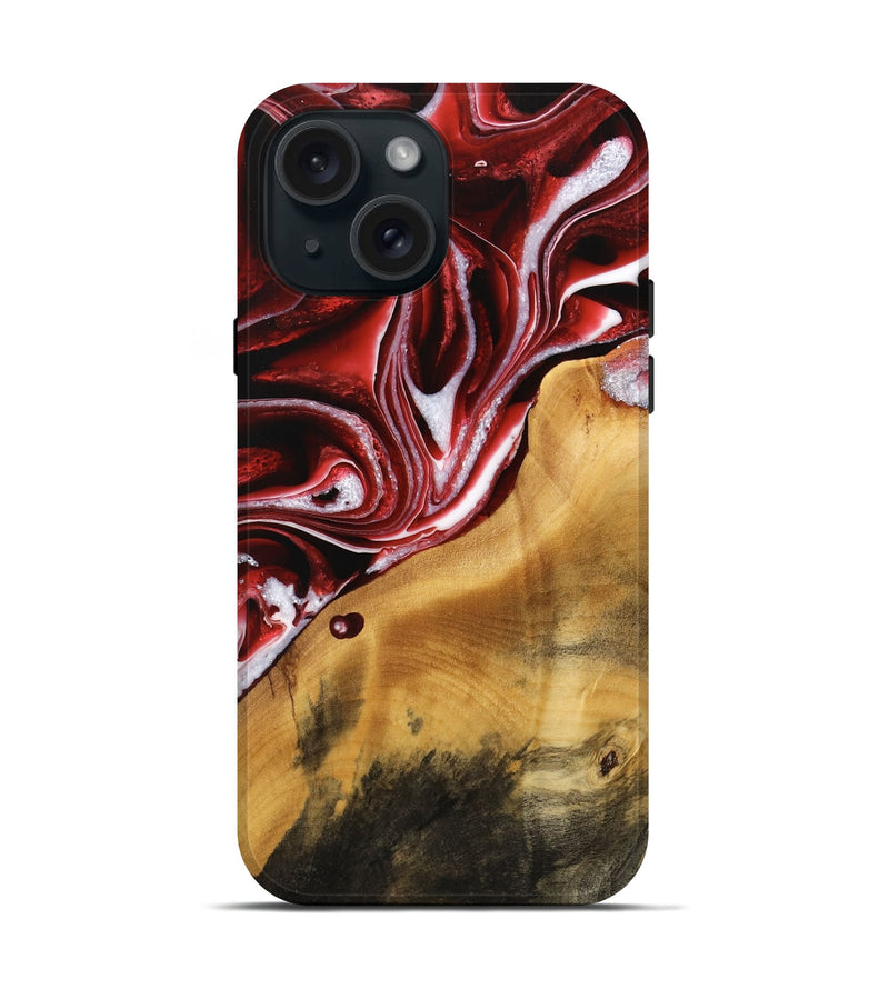 iPhone 15 Wood Live Edge Phone Case - Josepha (Red, 733397)