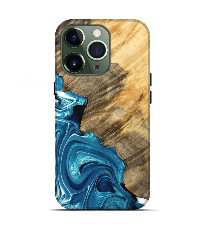 iPhone 13 Pro Wood Live Edge Phone Case - Willian (Blue, 733398)