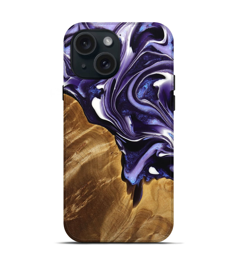 iPhone 15 Wood Live Edge Phone Case - Jonah (Purple, 733399)