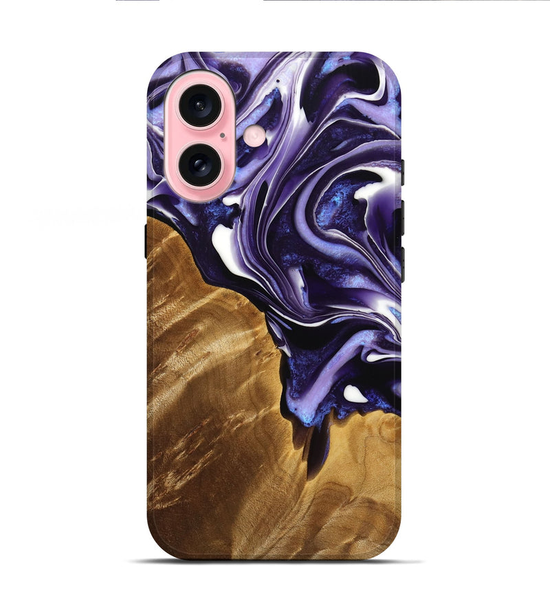 iPhone 16 Wood Live Edge Phone Case - Jonah (Purple, 733399)