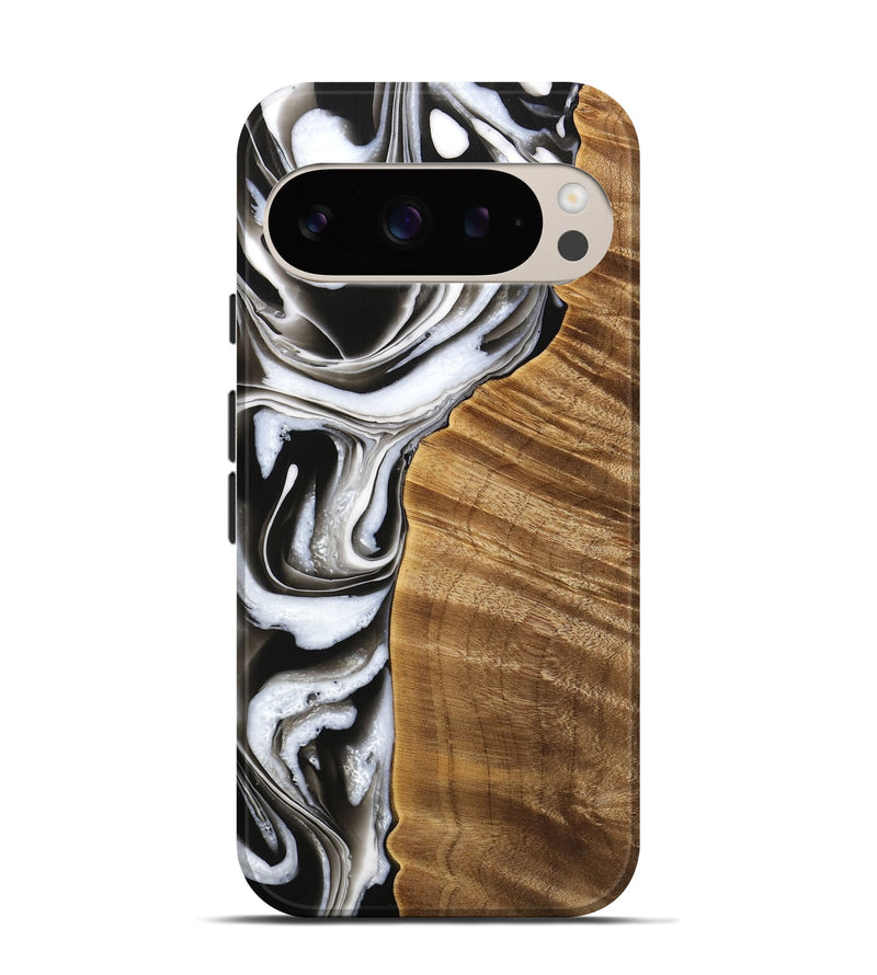 Pixel 9 Wood Live Edge Phone Case - Nikos (Black & White, 733400)