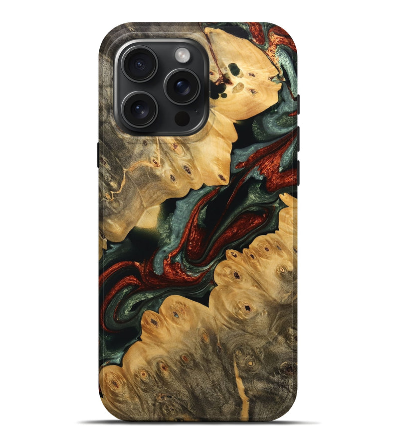 iPhone 16 Pro Max Wood Live Edge Phone Case - Alcie (Green, 733402)