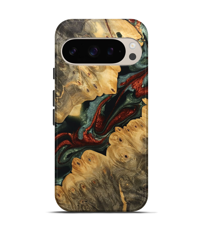 Pixel 9 Wood Live Edge Phone Case - Alcie (Green, 733402)