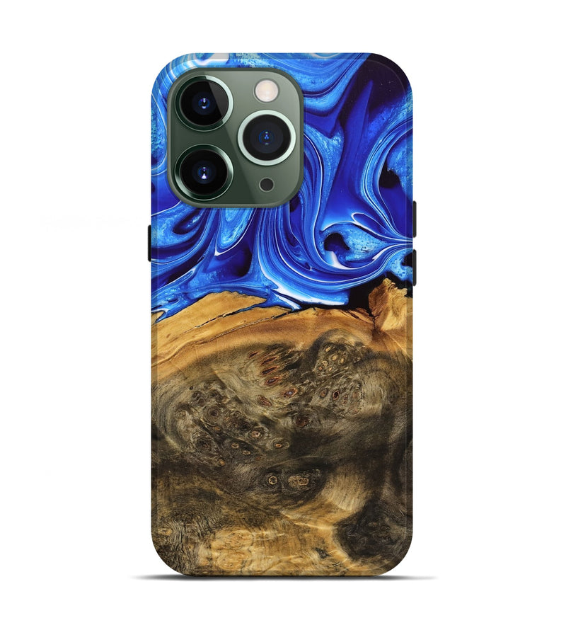 iPhone 13 Pro Wood Live Edge Phone Case - Aviva (Blue, 733403)