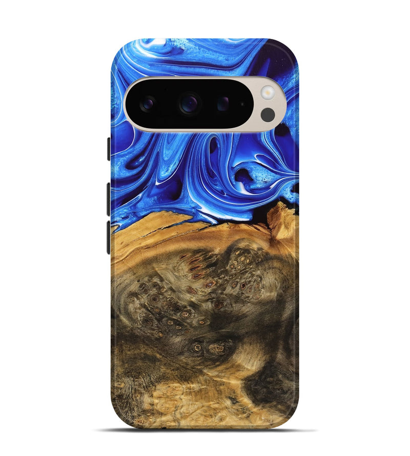 Pixel 9 Wood Live Edge Phone Case - Aviva (Blue, 733403)