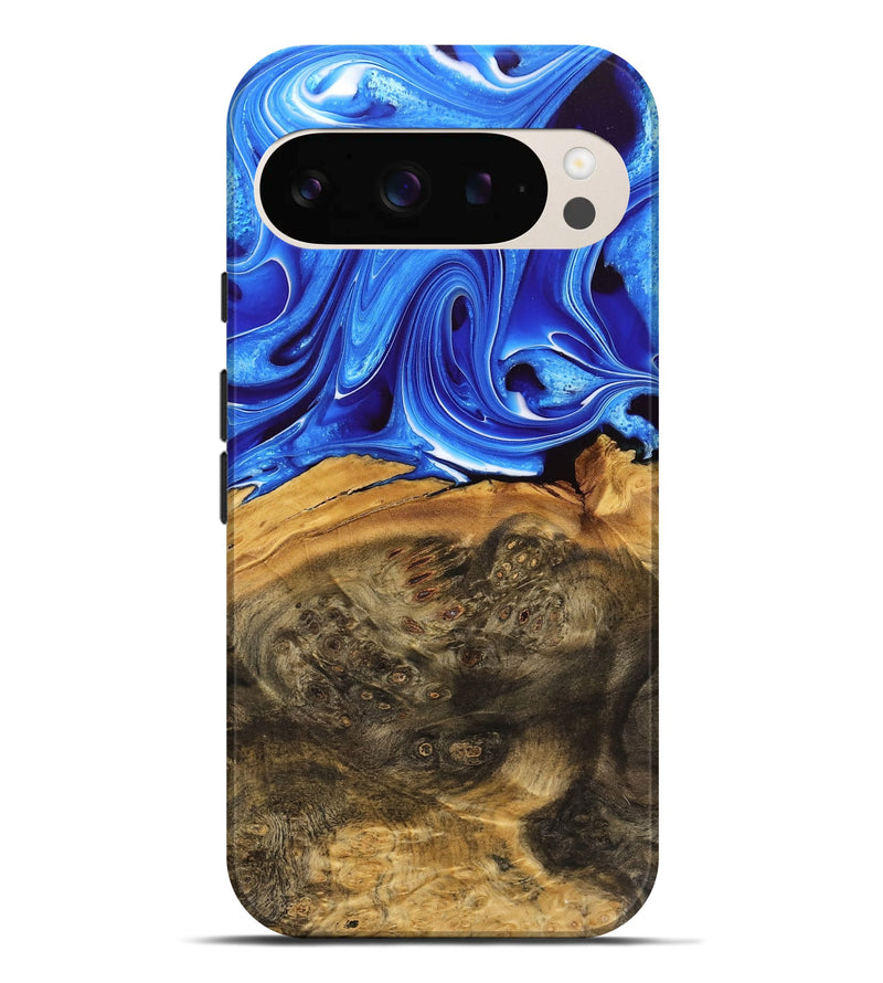 Pixel 9 Pro XL Wood Live Edge Phone Case - Aviva (Blue, 733403)