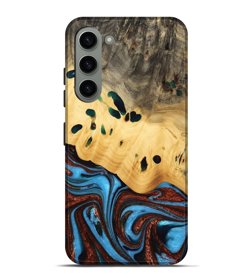 Galaxy S23 Plus Wood Live Edge Phone Case - Lillien (Teal & Gold, 733404)