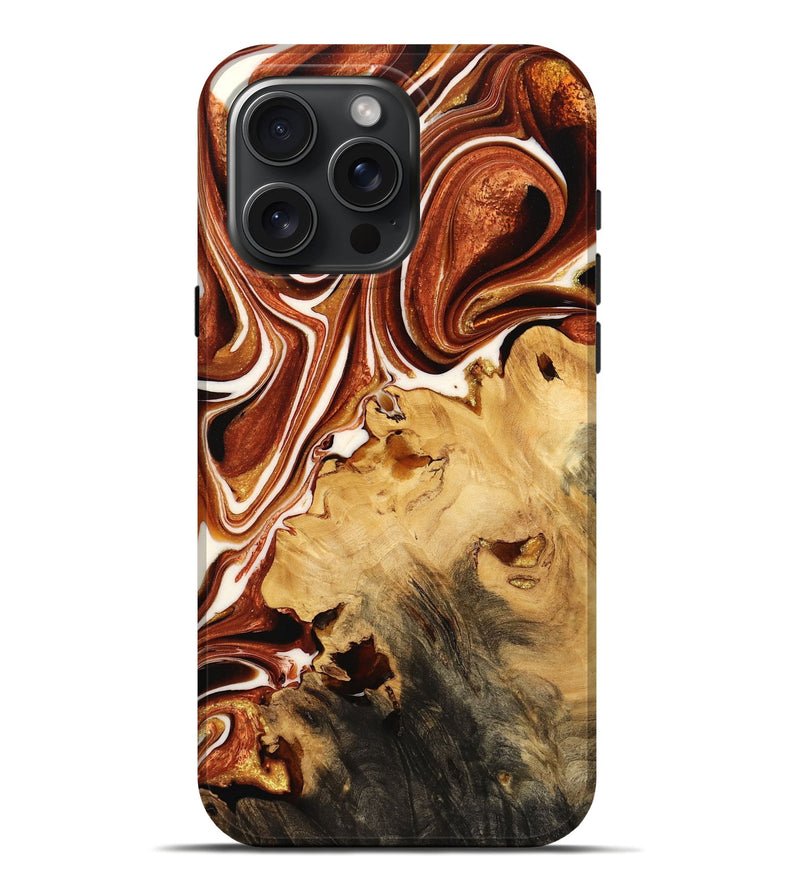 iPhone 16 Pro Max Wood Live Edge Phone Case - Brook (Red, 733405)