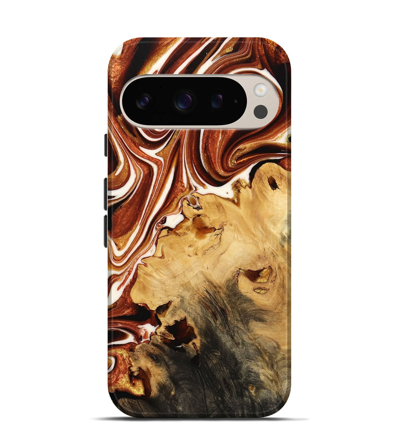 Pixel 9 Pro Wood Live Edge Phone Case - Brook (Red, 733405)